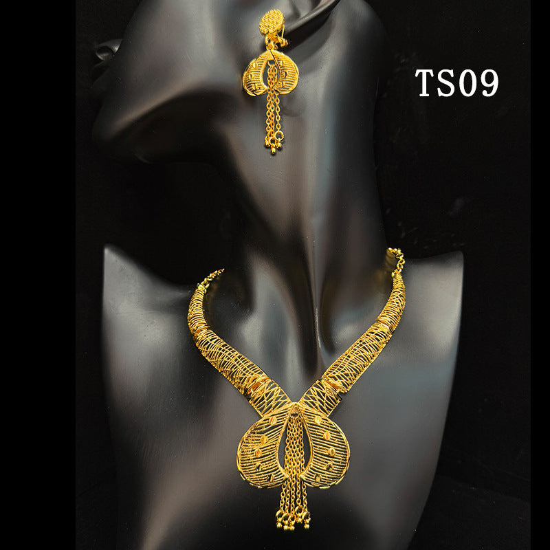 Gold Plated Female Bridal Wedding Imitation Jewelry Set