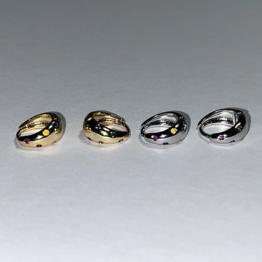 Colorful Zircon Small Ear Niche Design Retro Unique Exquisite Clip Rings