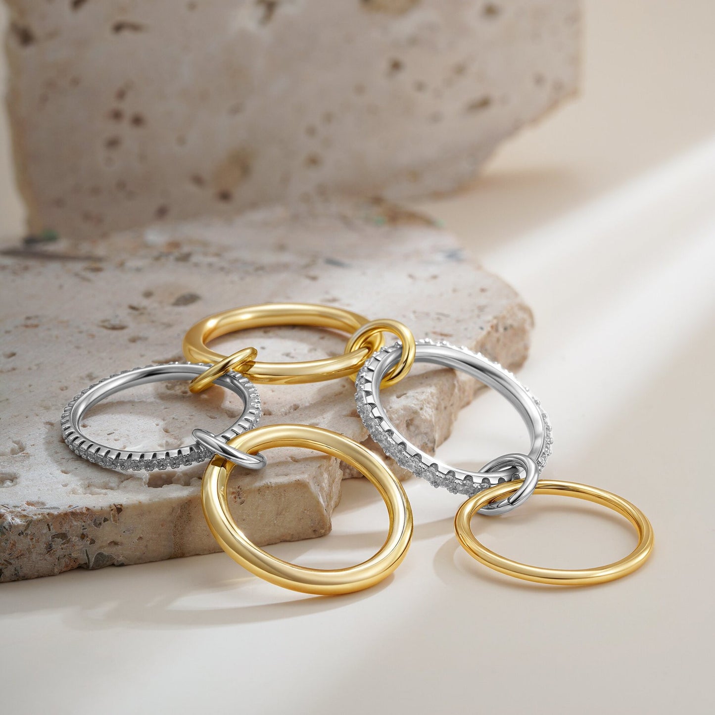 Gold Color Matching Zircon Versatile Creative Rings