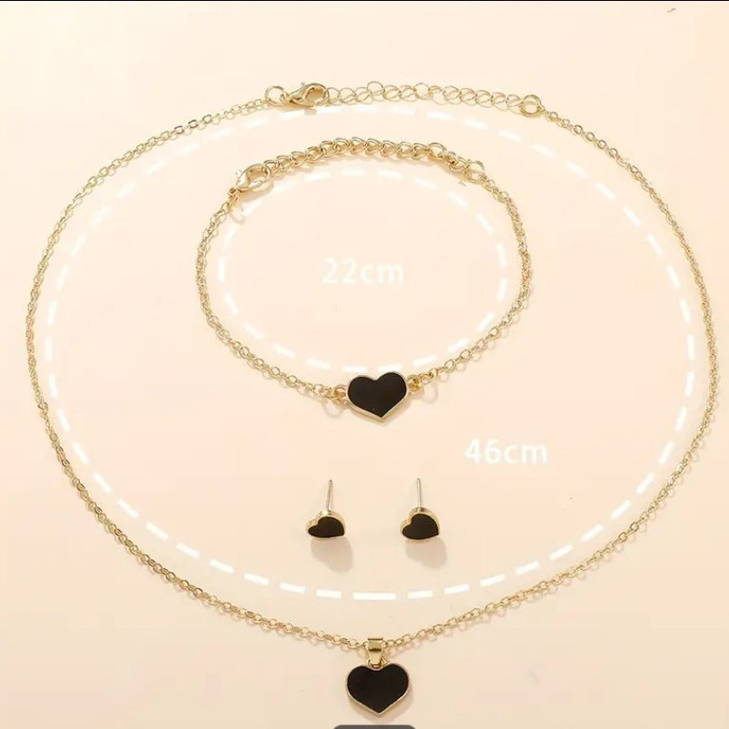 Simple Sweet Loving Heart Ear Three-piece Bracelets