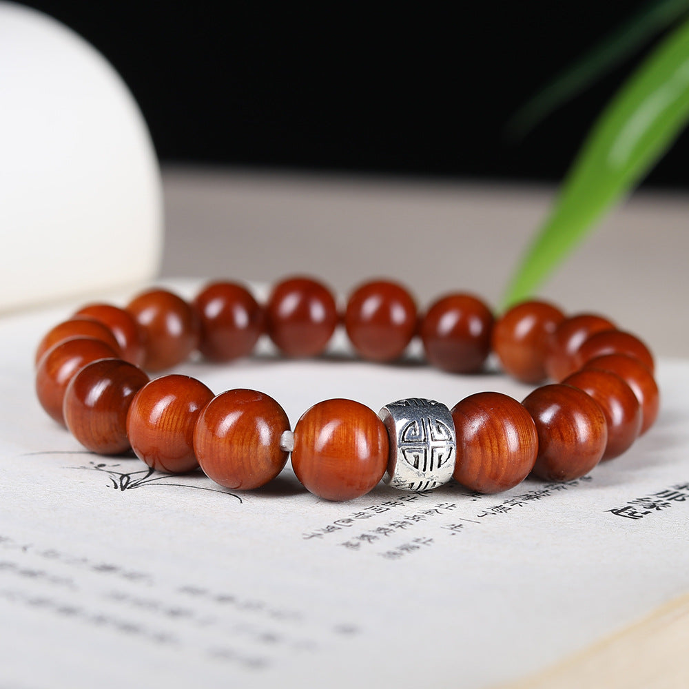 Women's & Men's Old Materials Thuja Red Oil Single Circle Buddha Beads Bracelets