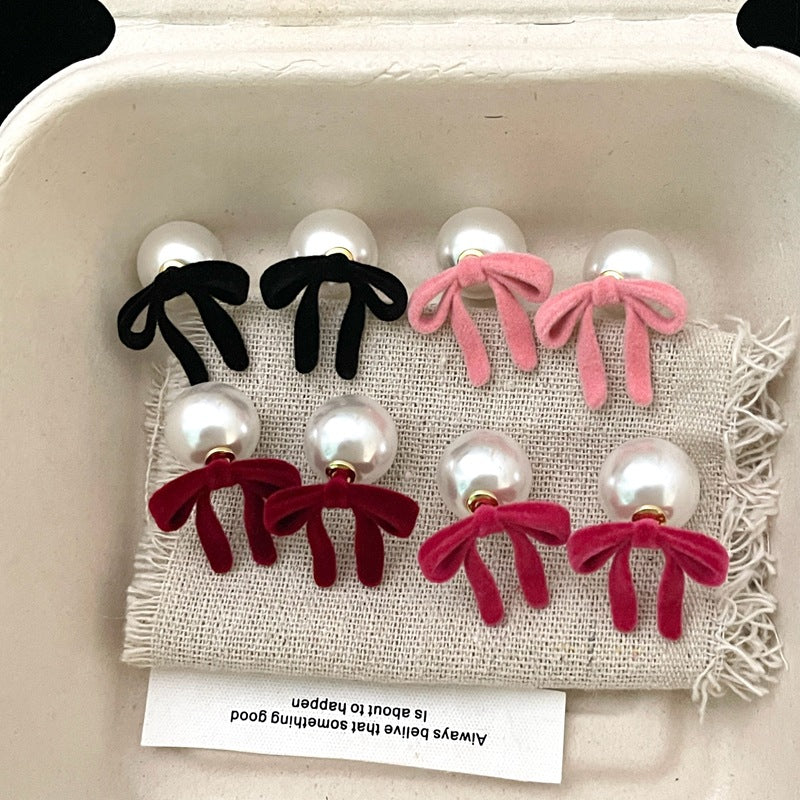 Bow Double-sided Simple Fashion Sweet Cute Earrings