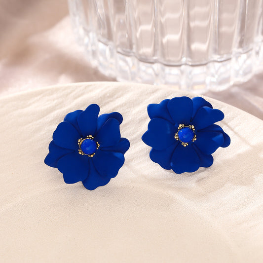 Flower Niche Trendy Sier Needle High Sense Graceful Stud Earrings