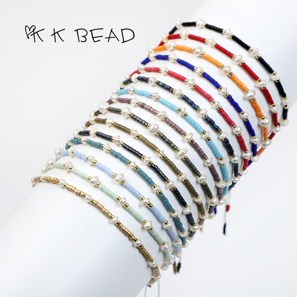 Women's Bead Hand-woven Freshwater Pearl Bohemian Beads Bracelets