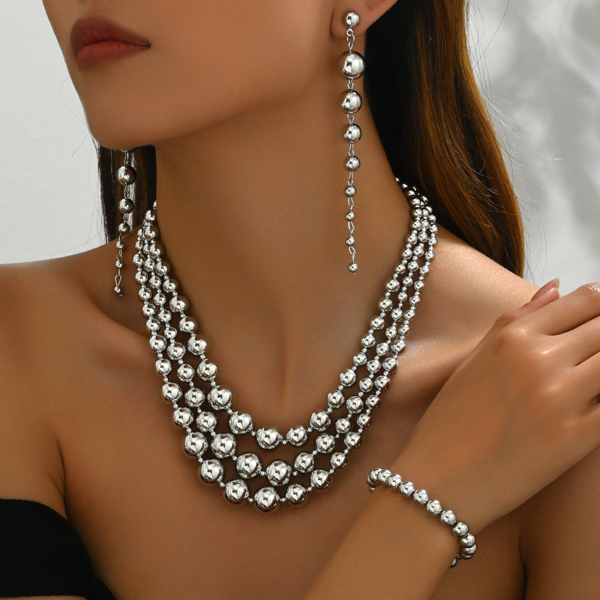 Women's Hot Style Niche Beaded Multilayer Collarbone Jewelry Set