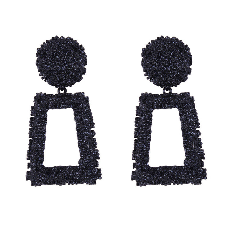 Women's Metal Retro Personalized White Geometric Square Earrings