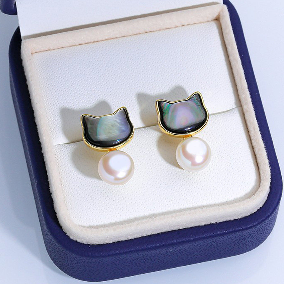 Freshwater Pearl Ear Sier Needle Light Luxury High-grade Fritillary Earrings