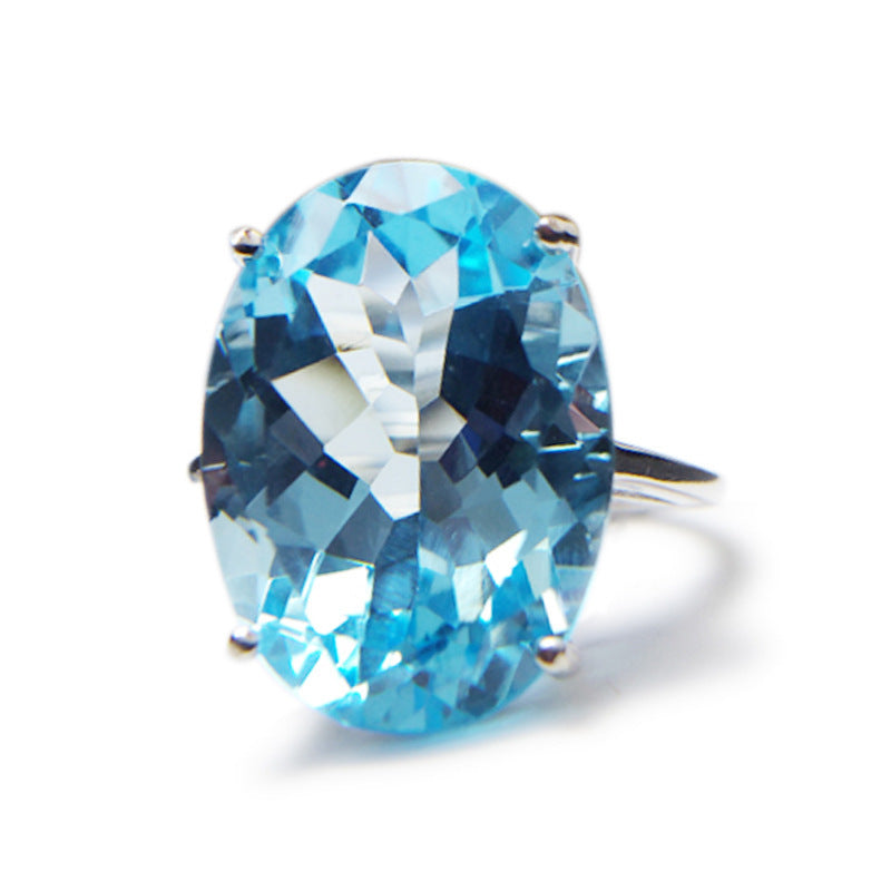 Atmospheric Big Diamond Turtle Surface Blue Crystal Rings
