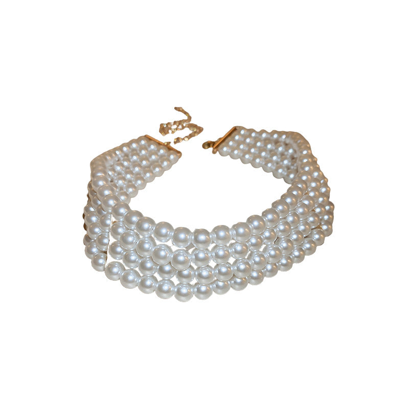 Women's Pearl Side-by-side French Retro Fashion Short Light Luxury Necklaces