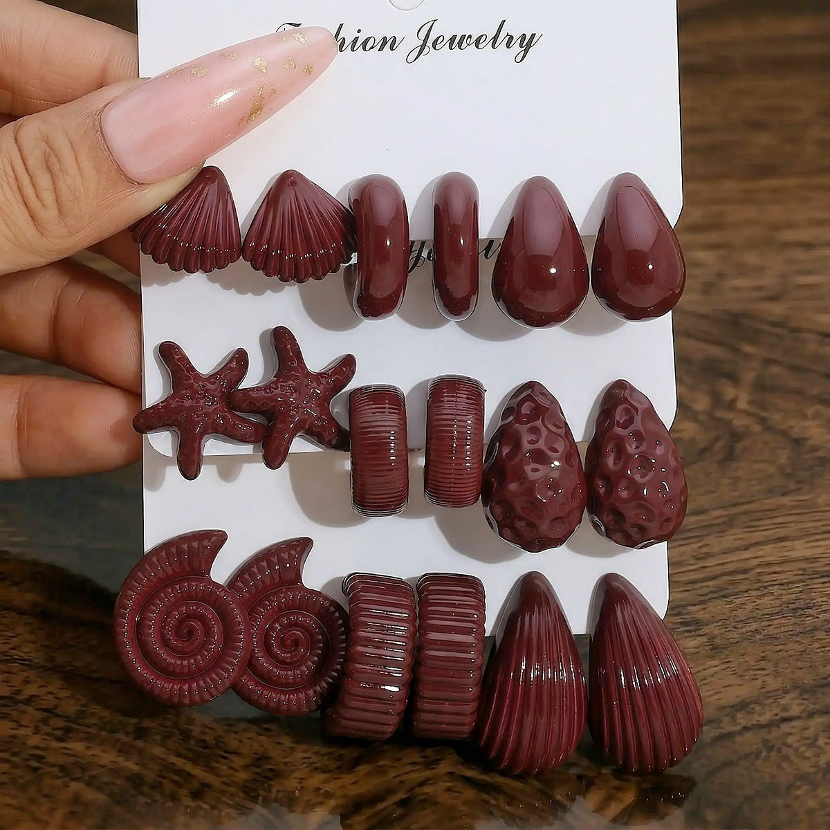 Women's Red Acrylic Water Drop Geometry Type Boutique Trendy Sets Of Earrings