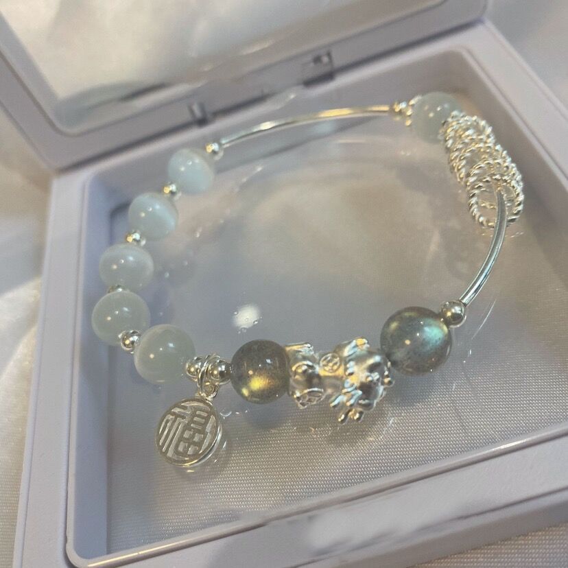 Women's Opal Small Pi Female Design Amethyst Aquamarine Girlfriends Bracelet