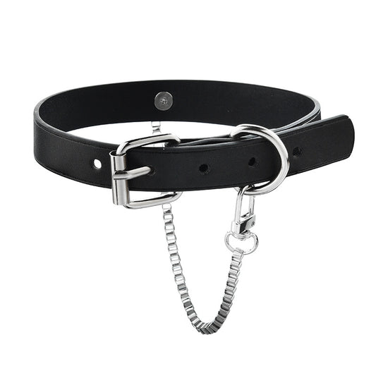 Women's Punk Box Chain Titanium Steel Rock First Layer Collar