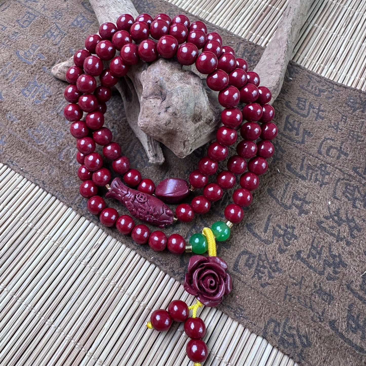 Women's Cinnabar Beads Three-circle Purple Gold Sand Bracelets