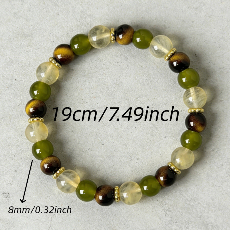 Stone Tigereye Watermelon Crystal Glass Hand Bracelet
