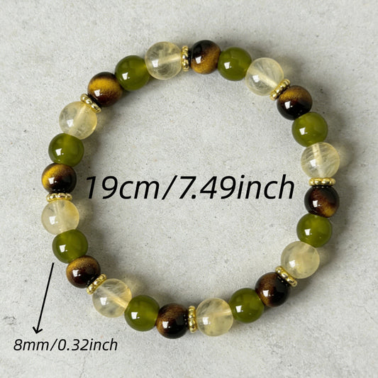 Stone Tigereye Watermelon Crystal Glass Hand Bracelet