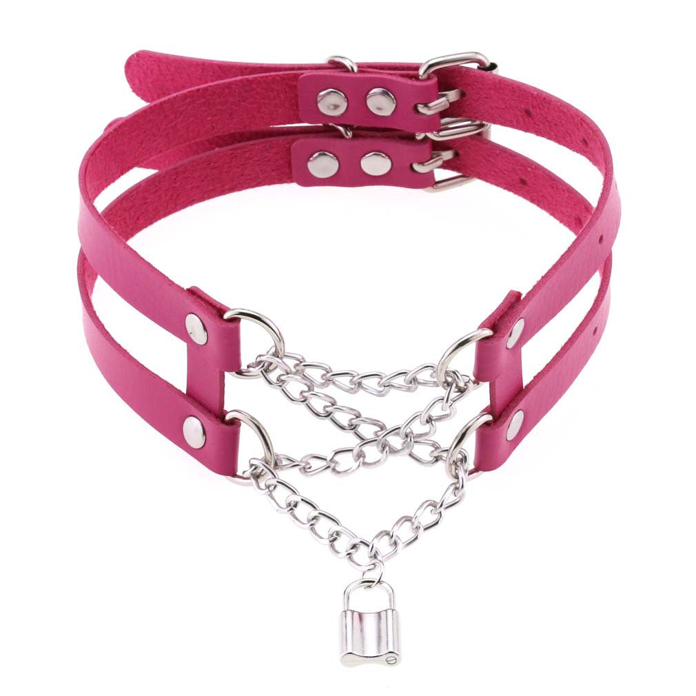 Temperament Double Row Line Chain Brain Teaser Neckband Sexy Lock Necklaces