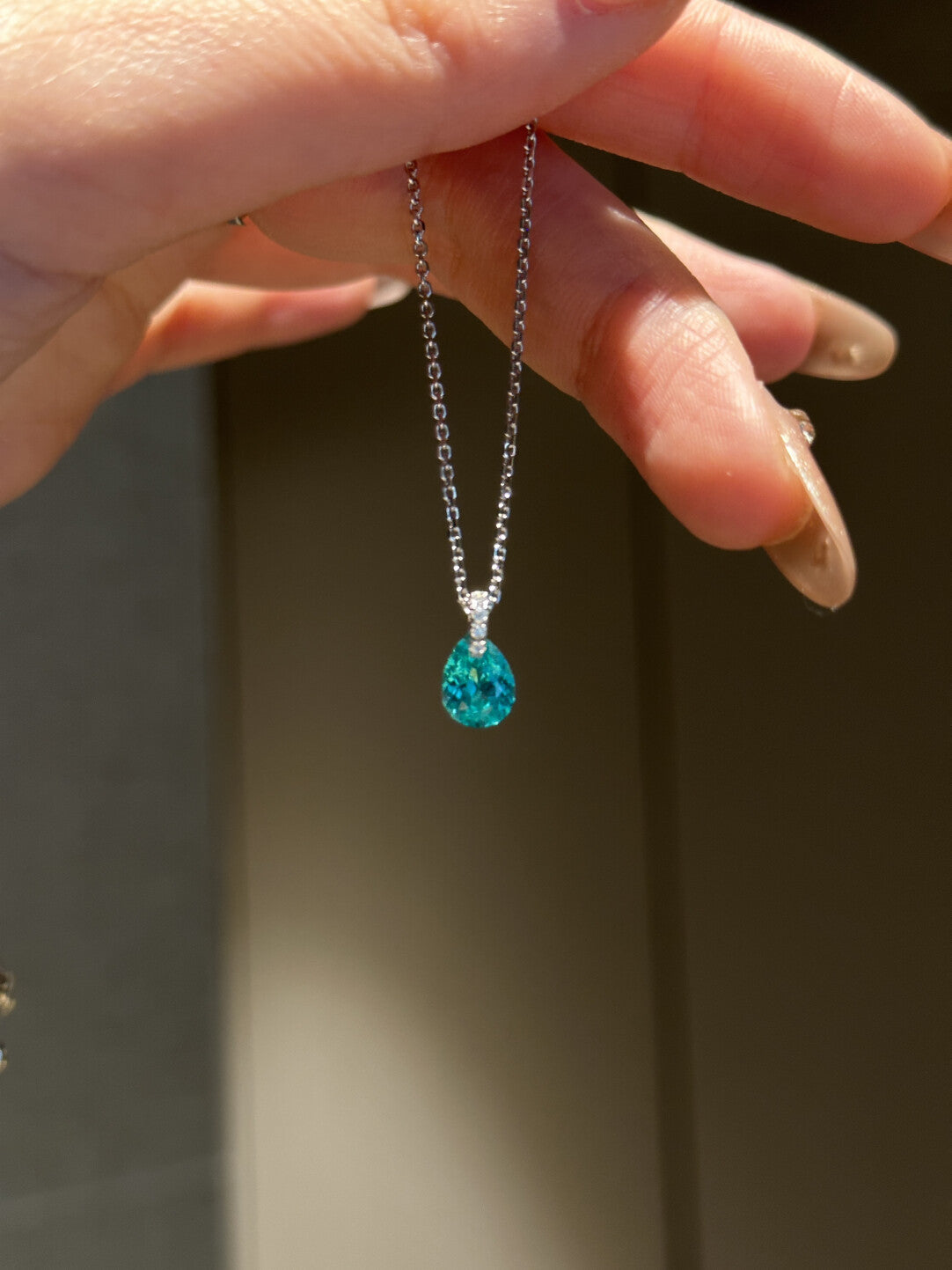 Planetary Water Drop Blue Drop-shaped Diamond Inlaid White Necklaces