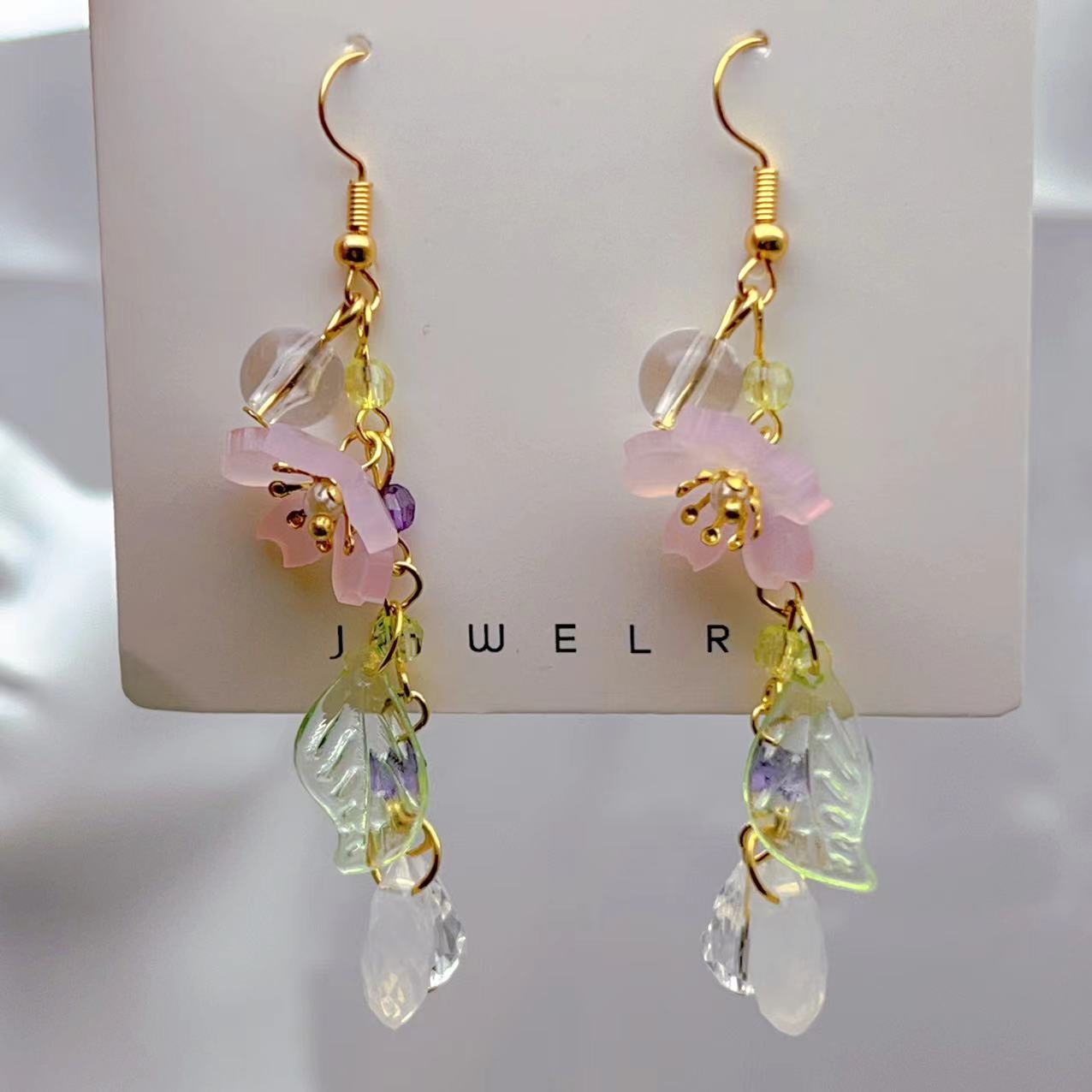 French Style Long Petals Leaves Retro Sweet Artistic Mori Sweep Ear Hook