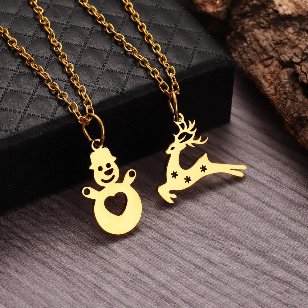 Stainless Steel Santa Christmas Tree Stylish Simple Necklaces
