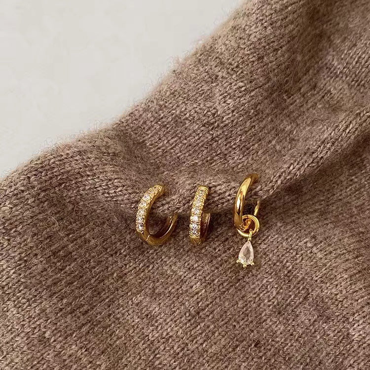 Water Drop Zircon High-grade Asymmetric Ear Rings