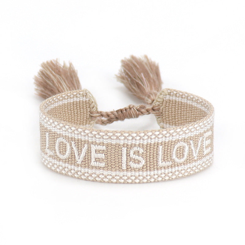 Women's Letter Carrying Strap Hand-woven Tassel Can Bracelets