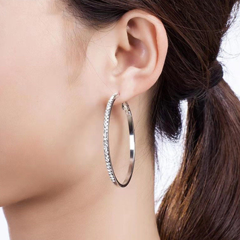 Hoop Claw Chain Rhinestone Fashion Ear Female To Make Round Earrings