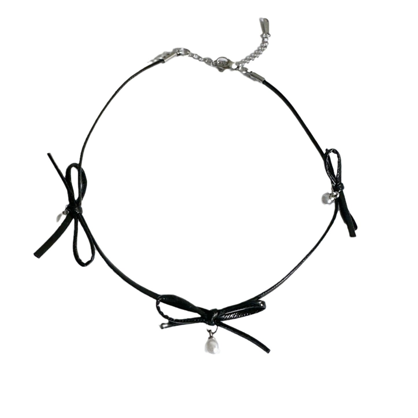 Style Handmade Bow Leather Neckband Female High Sense Collar