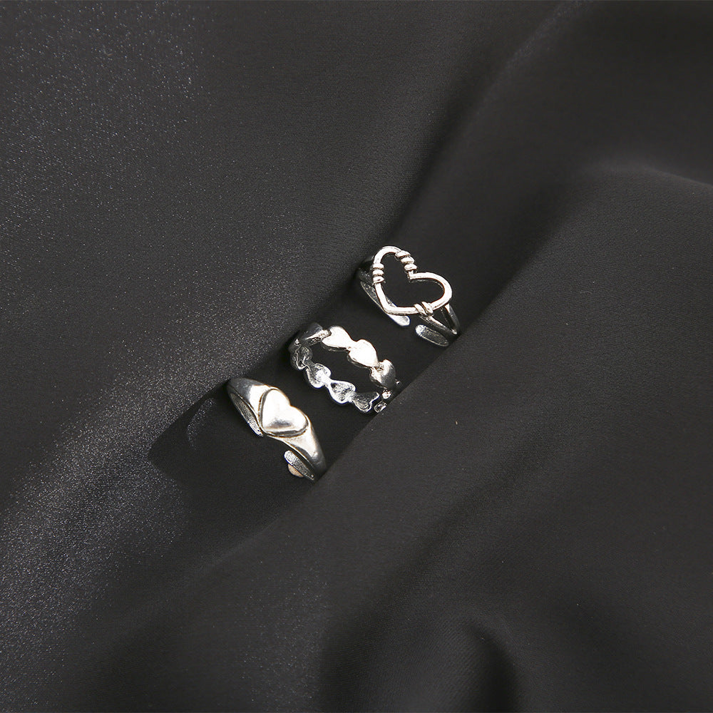 Creative Retro Simple Love Heart-shaped Suit Rings