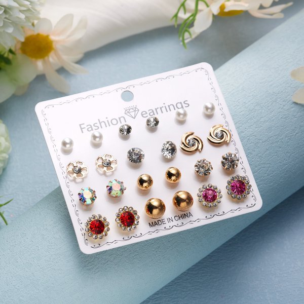 Women's Paper Card Alloy Zircon Ear Niche Earrings