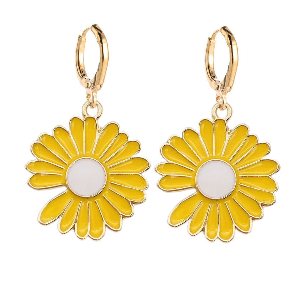 Autumn Sun Alloy Dripping Oil Color Earrings