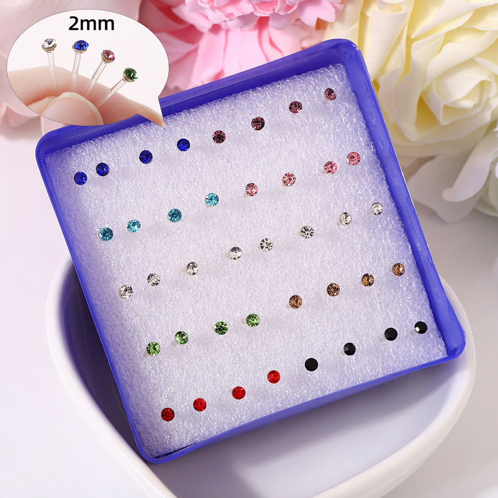 Colorful Resin Niche High-grade Plastic Fashion Rhinestone Auricular Needle Ear Stud Earrings
