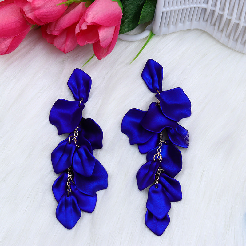 Women's Fashion Personality Tassel Petals Candy Color Design Earrings