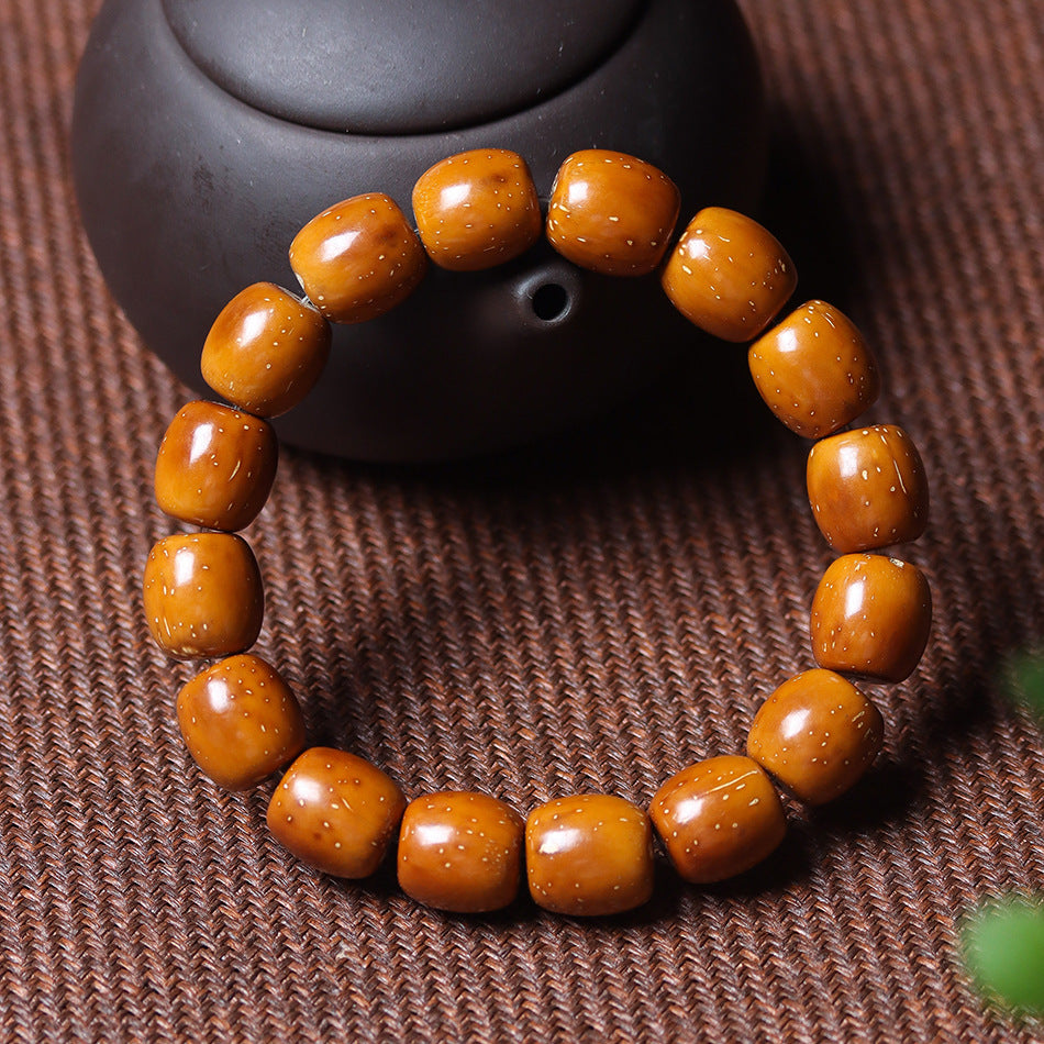 Perfect Circle Light Bead Zi Jin Shu Bodhi Yellow Skin Bracelet
