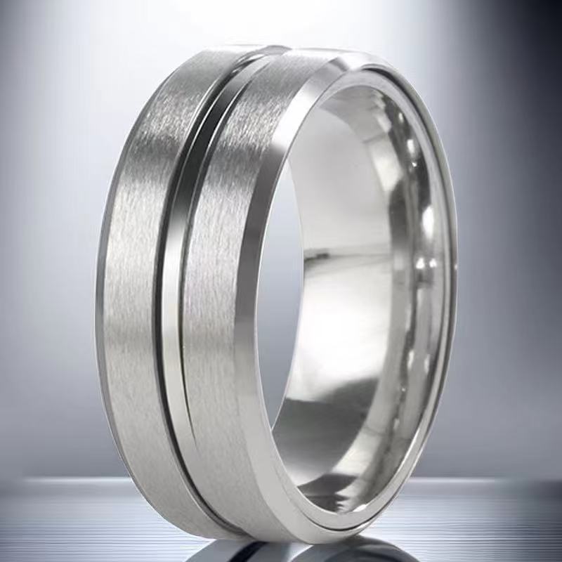 Men's Steel Rotating Frosted Female Cold Niche Rings