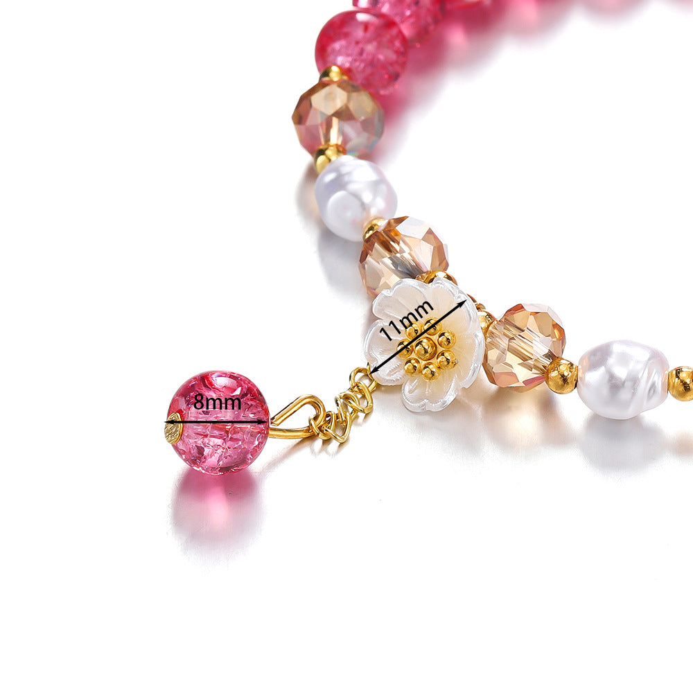 Children's Colored Glaze Glass Chipping Beads Camellia Beaded Bracelets