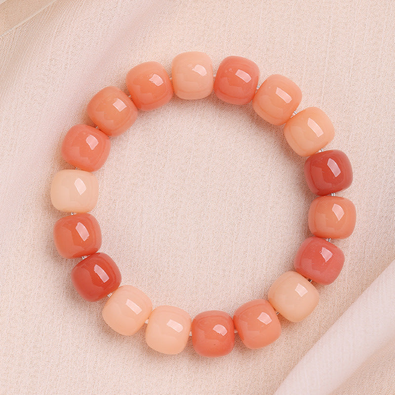 Men's Bodhi Pliable Temperament Skin Root Gradient Old Barrel Buddha Beads Bracelet