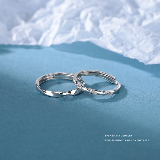 Foot Sier Mobius Strip Couple Simple Light Rings