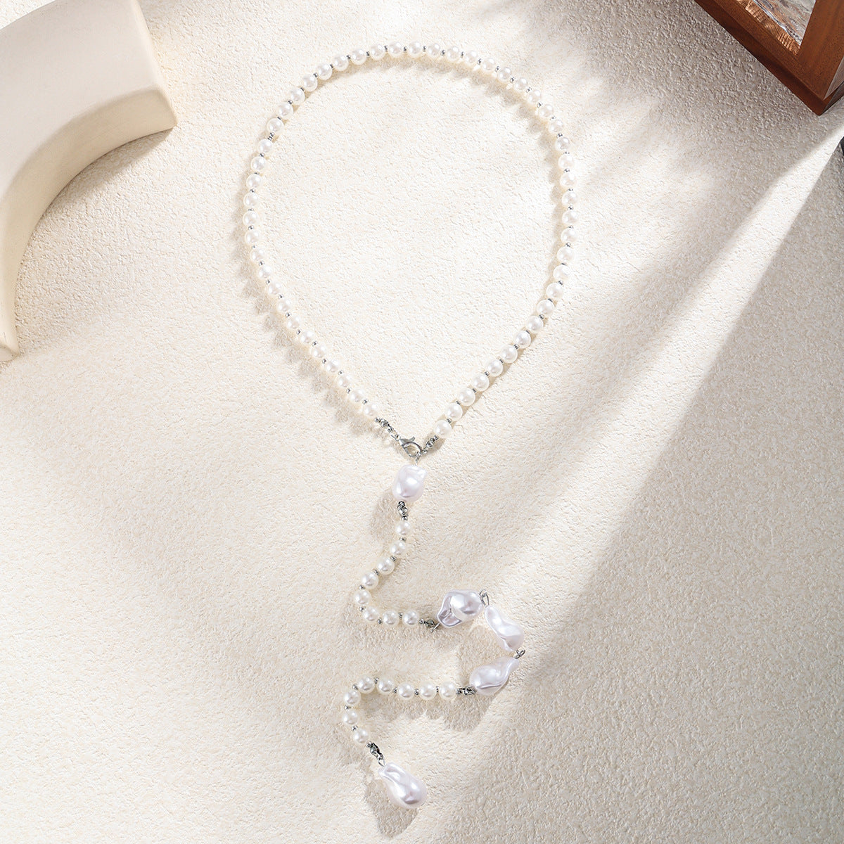 Shaped Pearl Back Chain Simple Imitation Tassel Necklaces