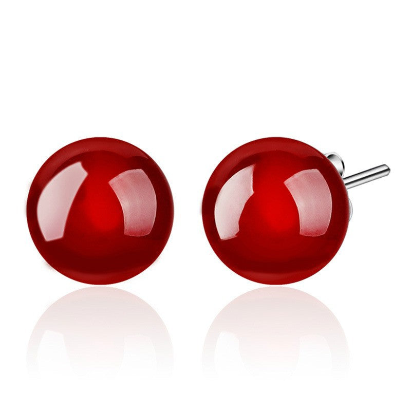 Women's Agate Ear Plated Sier-plated Korean Style Stud Earrings