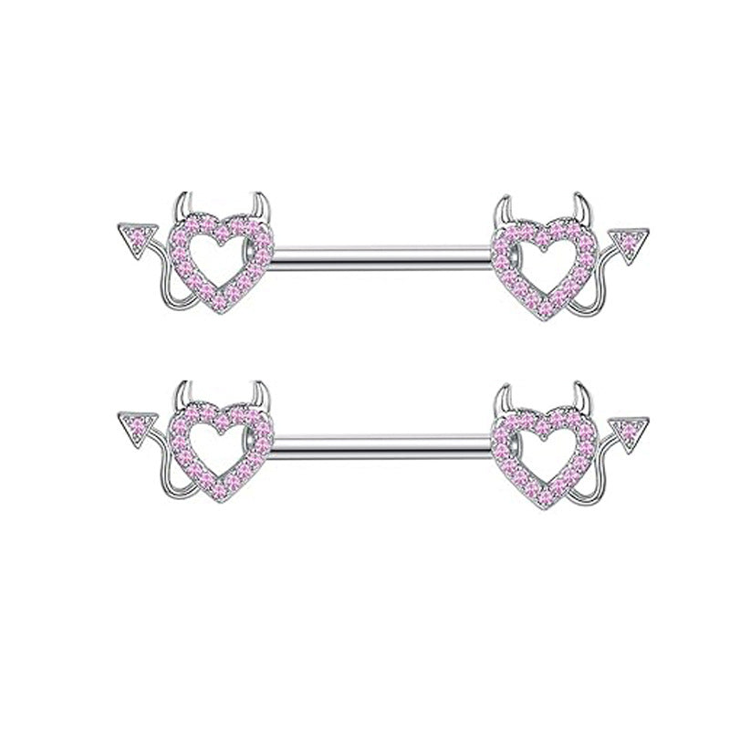Series Nipple Heart-shaped Chest Stainless Steel Rings