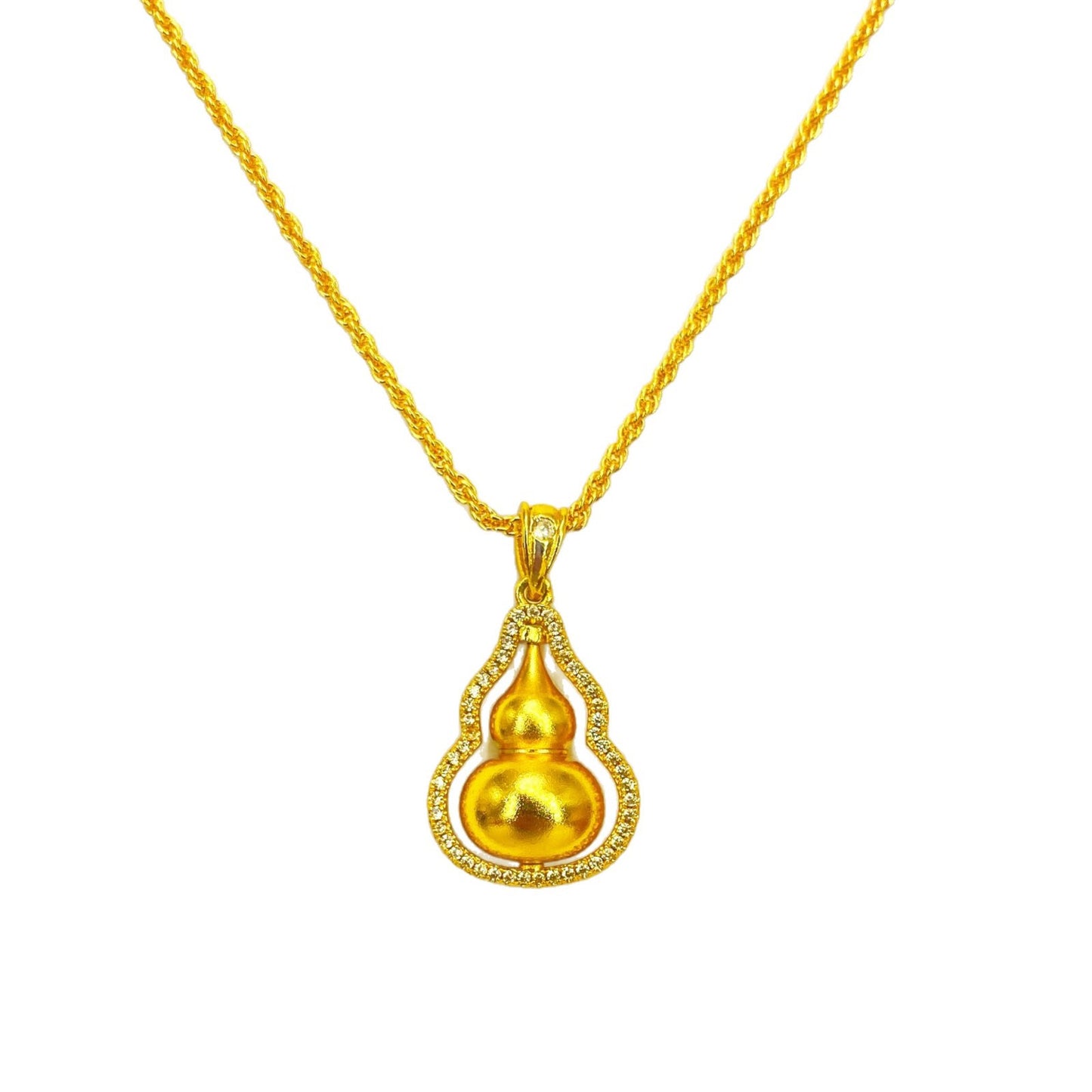 Alluvial Diamond Rotating Gourd Fu Lu Light Chinese Style Necklace