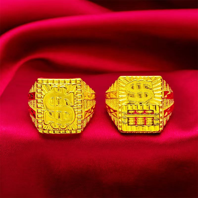 Men's Sand Blonde Wealth Luck Gold Trendy Satine Domineering Ring