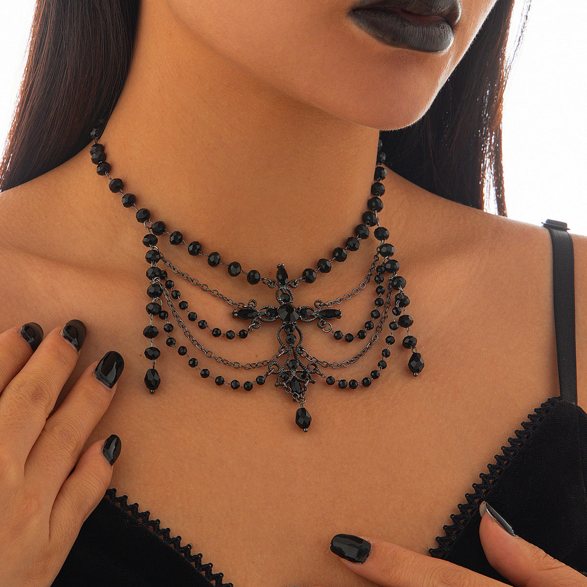 Love Blood Drop Dark Crystal Beads Necklaces