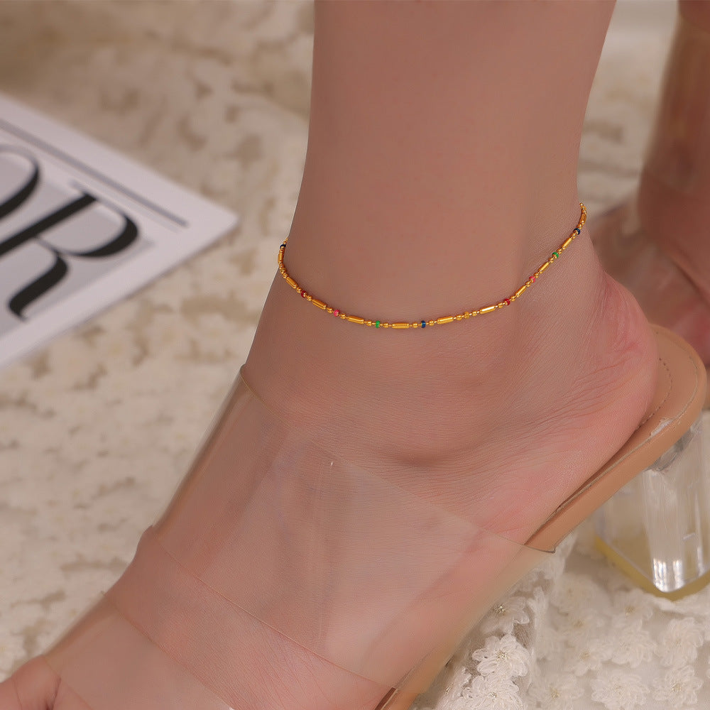 Women's Style Colorful Mini Design Drop Oil Round Bracelets