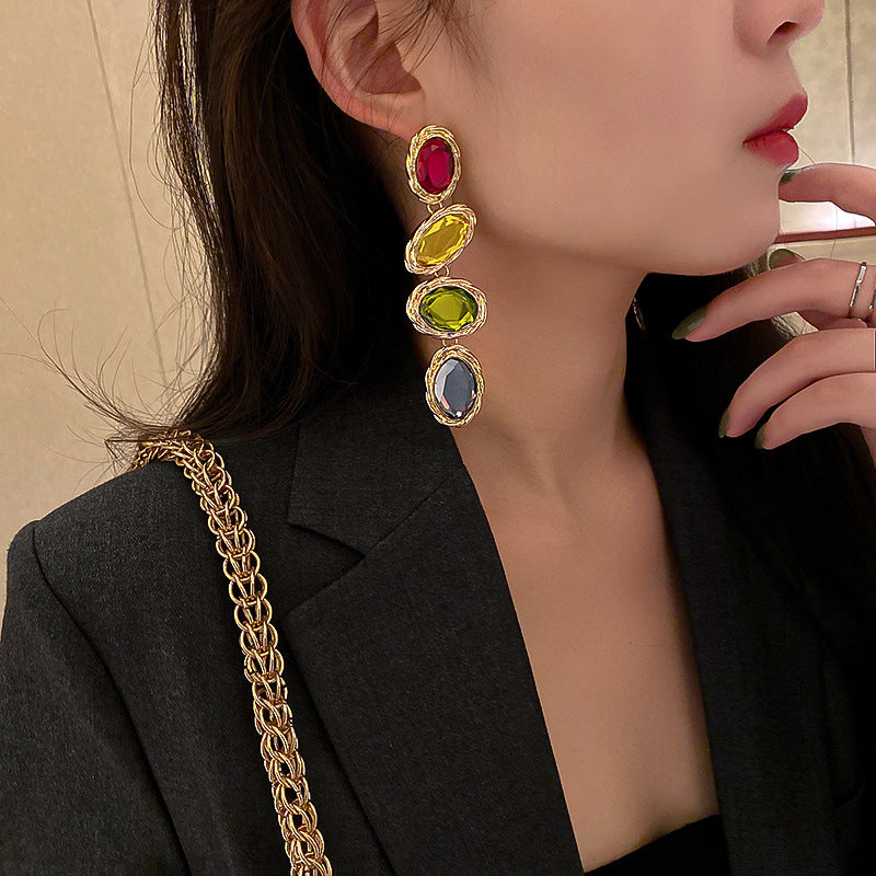 Women's Oval Sier Pin Eardrops Exaggerated Personalized Earrings