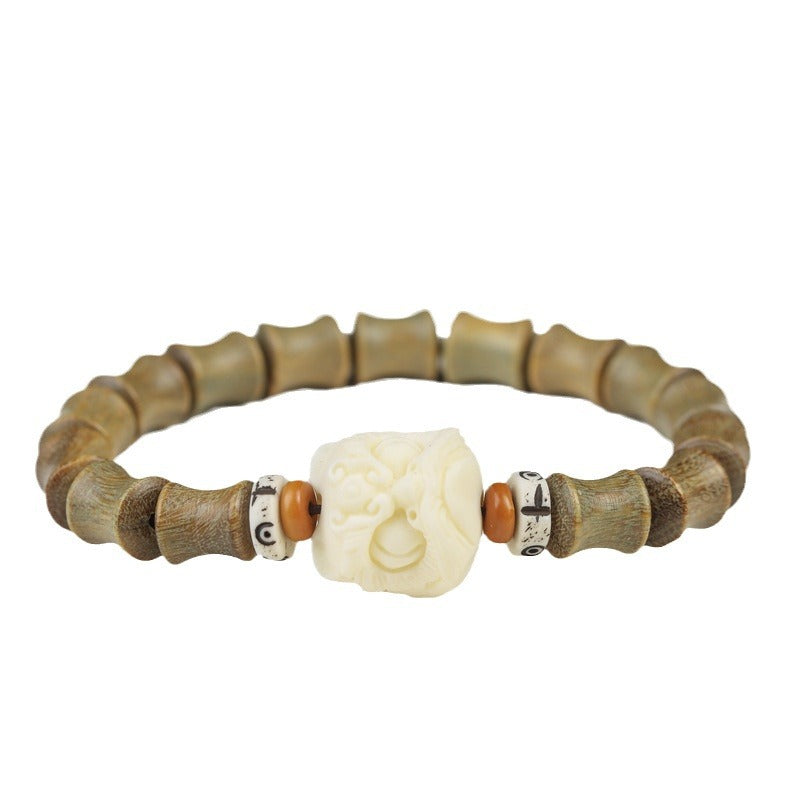 Women's & Men's Retro Style Green Sandalwood Bamboo Festival High-rise Holding Bracelet