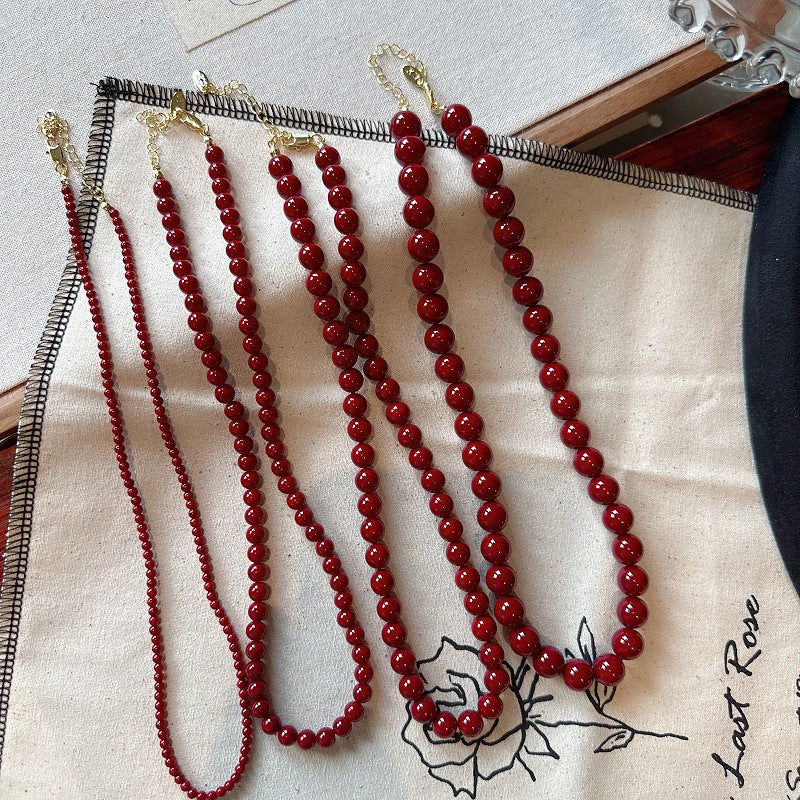 Angora Red Beaded Original Life White Necklaces