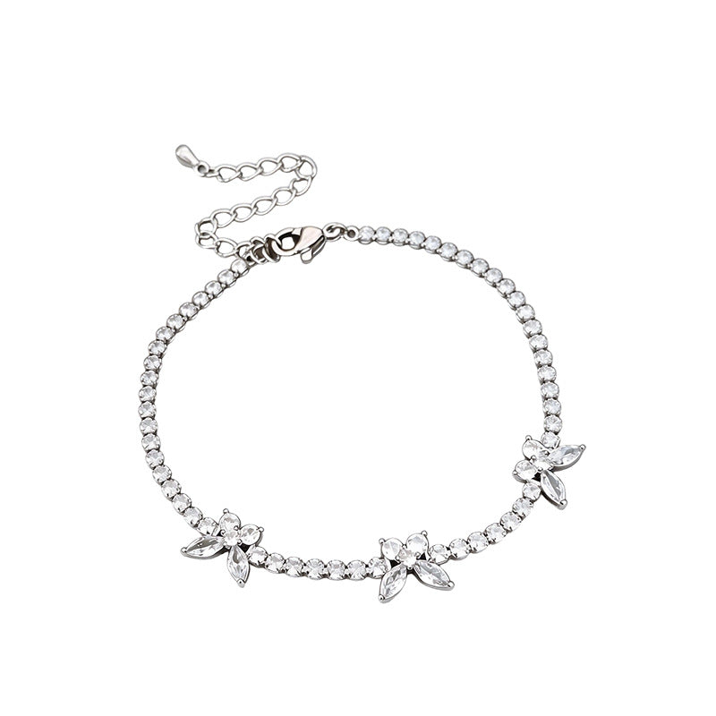 French Style Cold Simple Zircon Butterfly Light Luxury High Sense Bracelet