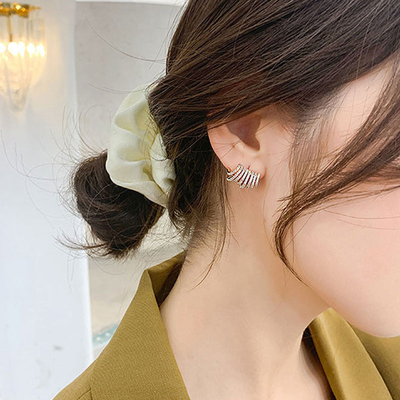 Women's Sier Needle Full Diamond Geometric Trendy Light Luxury Minority Rings