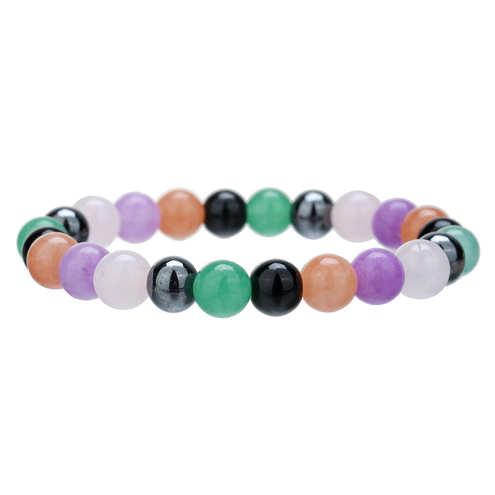 Men's Unisex Black Agate Cut Crystal Combination Bracelets